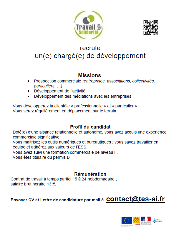 Tes ai offre emploi charge dev commercial 102025